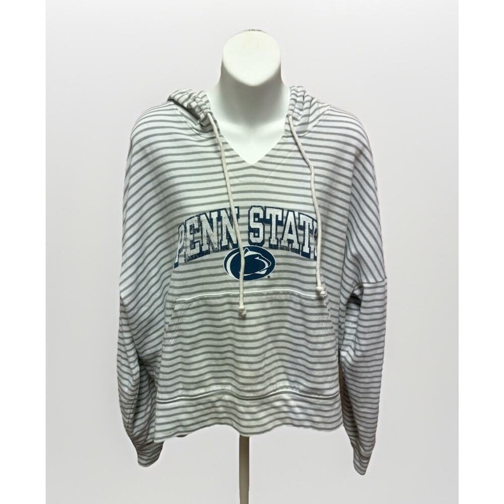 Penn State Nittany Lions Hoodie Womens XXL Fanatics Gray Striped Lightweight